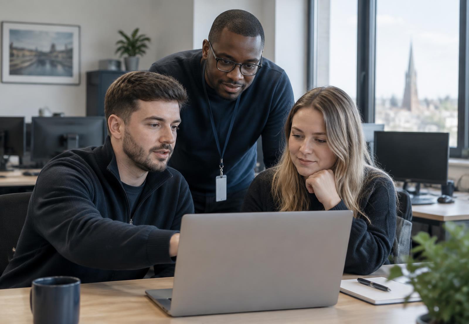 Brilit engineers working together on a client's Microsoft 365 setup